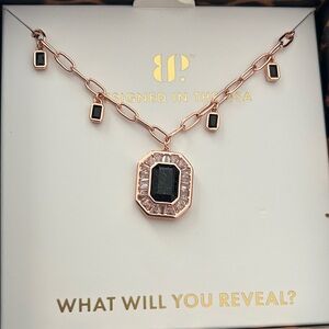 BP Rose Gold and Black Pendant Necklace